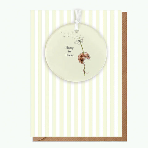 Crumble & Core | A6 Greeting Card with Ceramic Keepsake | Mouse Hang In There