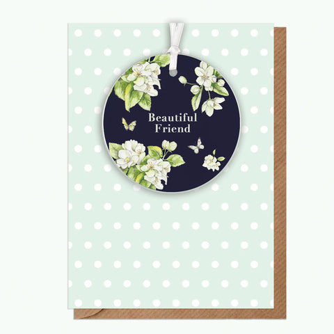 Crumble & Core | A6 Greeting Card with Ceramic Keepsake | Blossom Navy Beautiful Friend