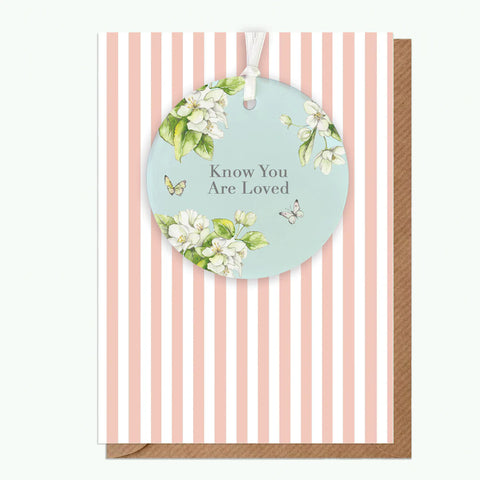 Crumble & Core | A6 Greeting Card with Ceramic Keepsake | Blossom Aqua Loved