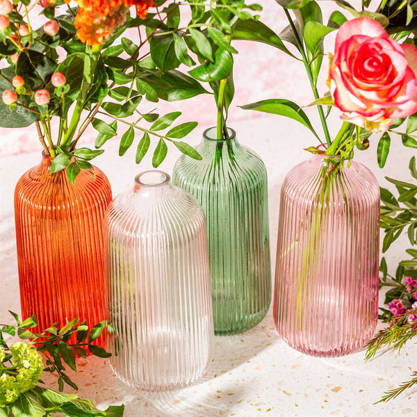 Tall Fluted Glass Vase | Pink