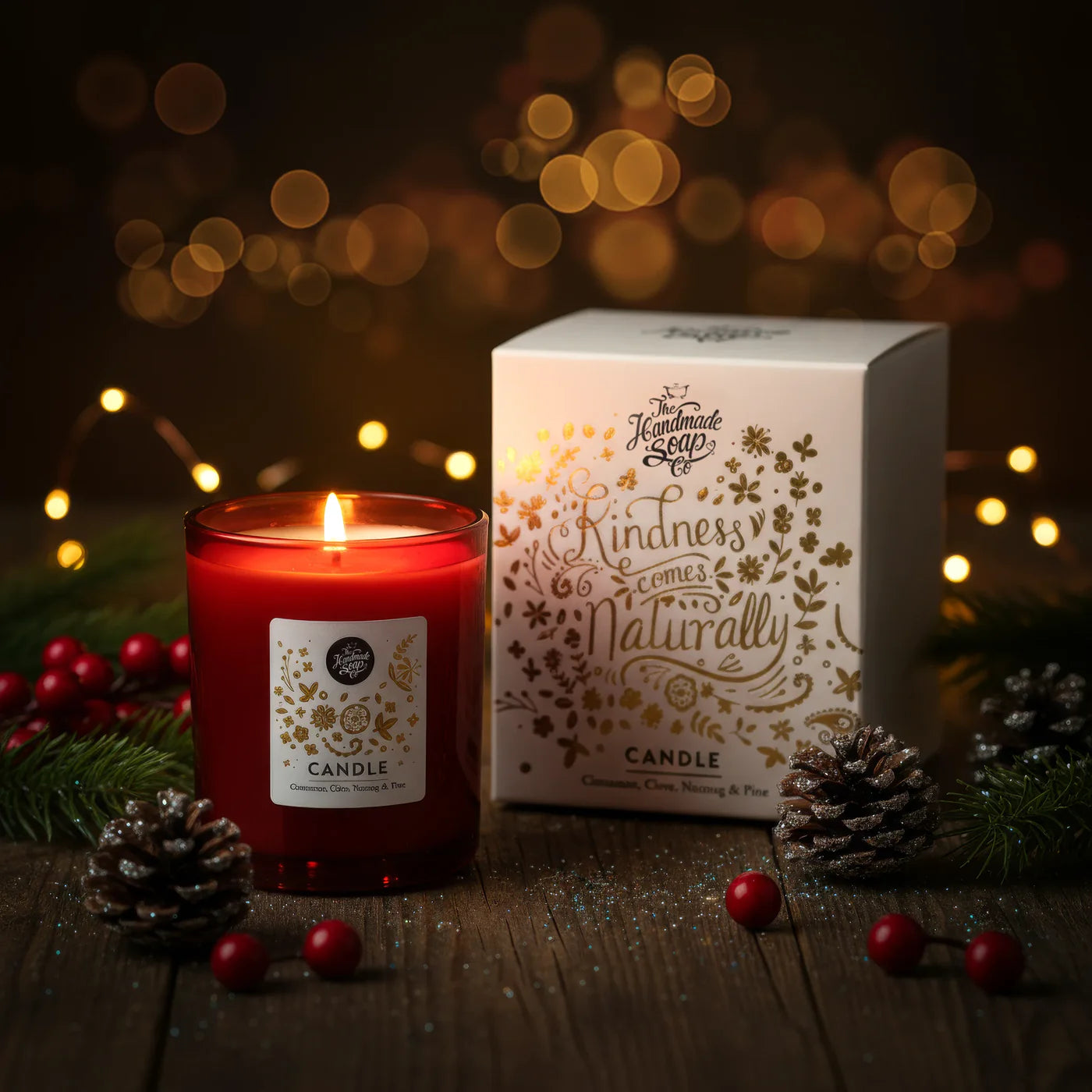 The Hand Made Soap Company | Limited Edition Soy Candle | Cinnamon, Clove, Nutmeg + Pine | 160g