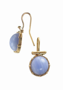 Earrings cupped bead-lilac/worn gold