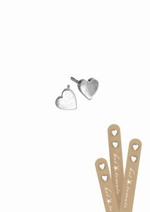 Mini heart studs-worn silver