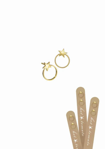 Earrings | Star Orbit Studs W/Worn Gold Finish