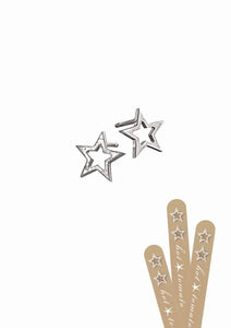 Star frame studs-worn silver