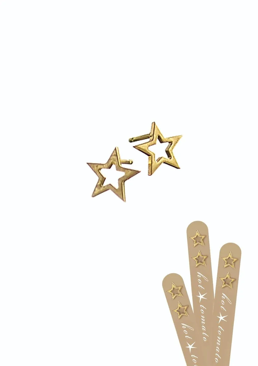 Star frame studs-worn gold