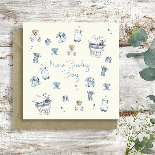 New Baby Design | Luxury New Baby Boy Greeting Card
