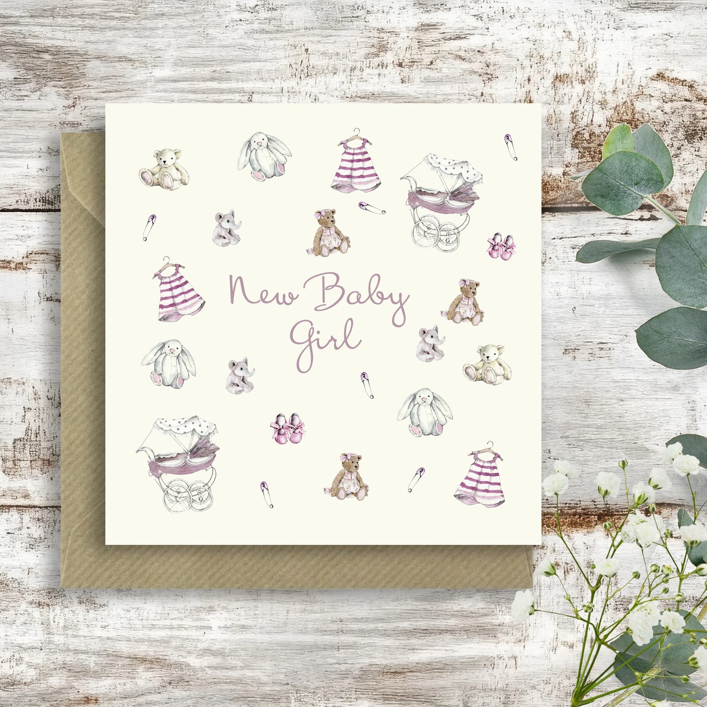 New Baby Design | Luxury New Baby Girl Greeting Card