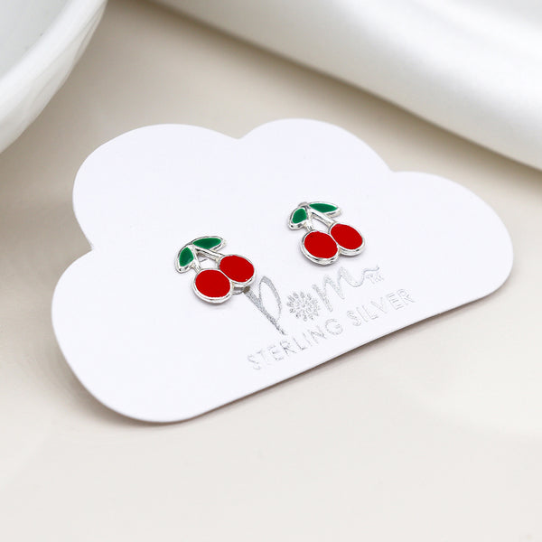 Cherry | Sterling Silver Stud Earrings