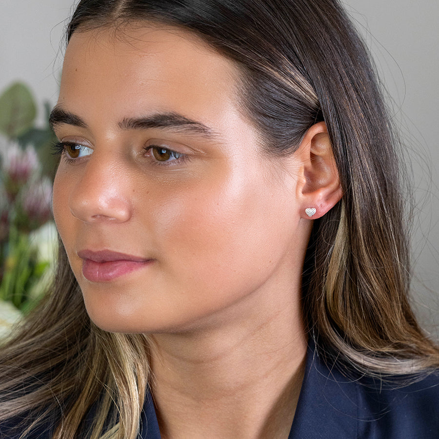Sterling Silver Bobbled Heart Studs