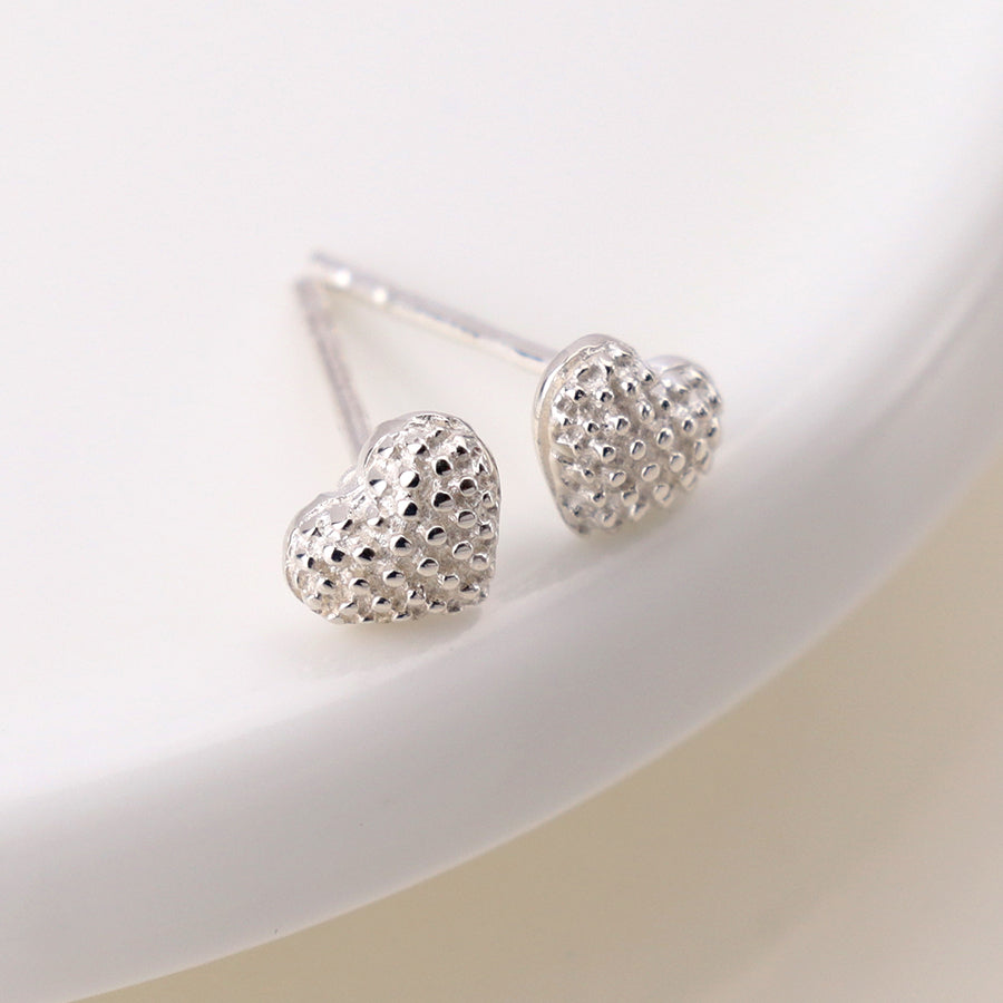 Sterling Silver Bobbled Heart Studs