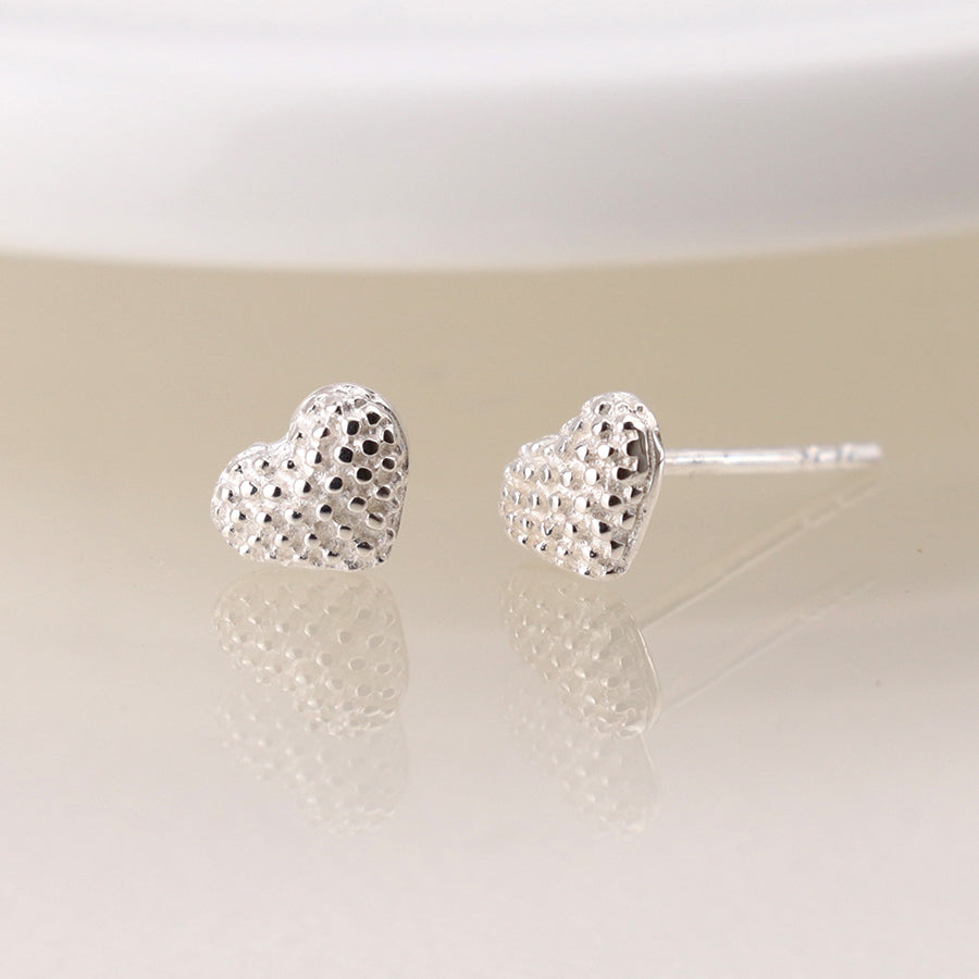Sterling Silver Bobbled Heart Studs