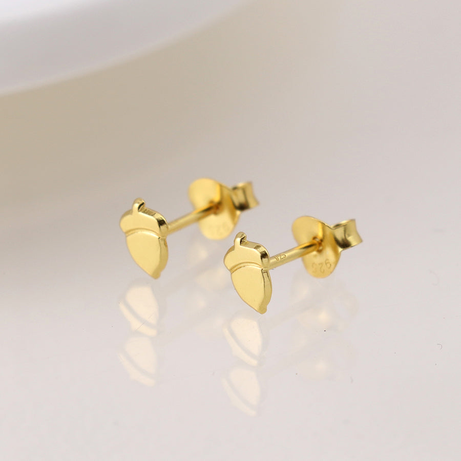 Gold Plated Acorn Silver Stud Earrings