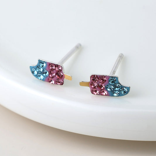 Sterling Silver Crystal Set Pink/Blue Ice Lolly St
