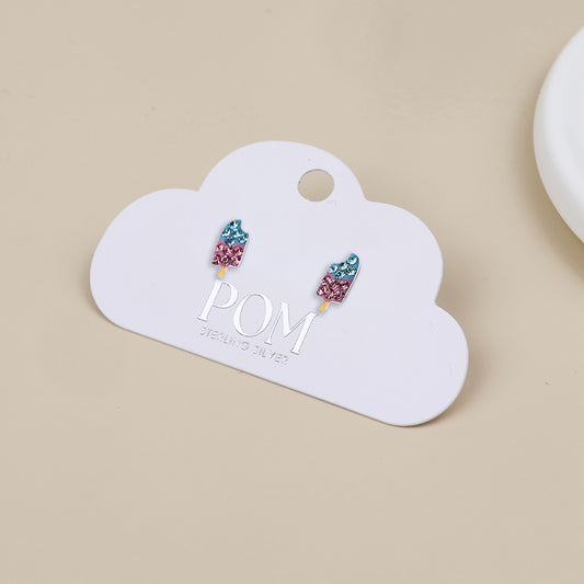 Sterling Silver Crystal Set Pink/Blue Ice Lolly St