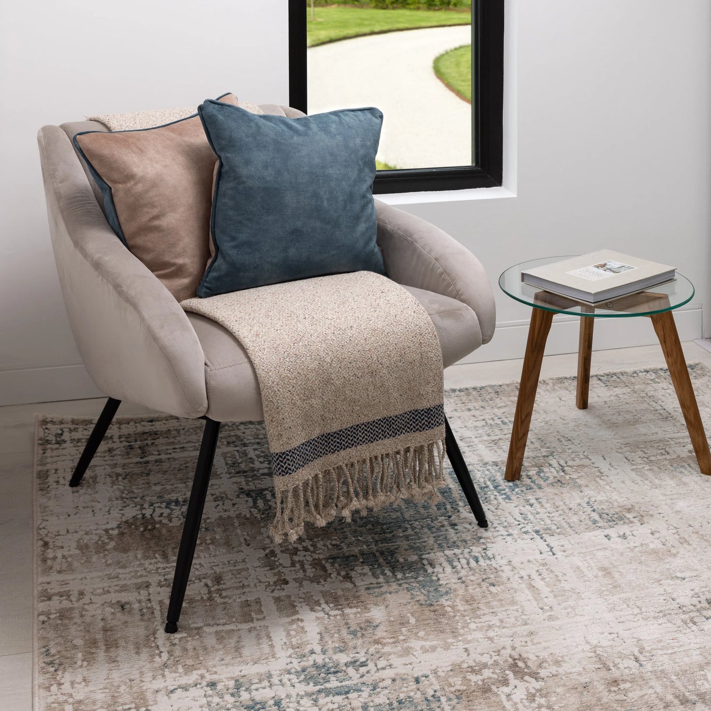 Scatter Box | Lewis Throw | Camel & Navy | 130 x 170cm