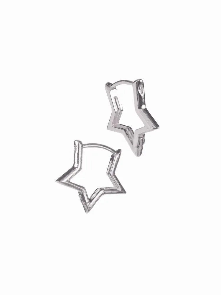Star gazing mini hoops-worn silver