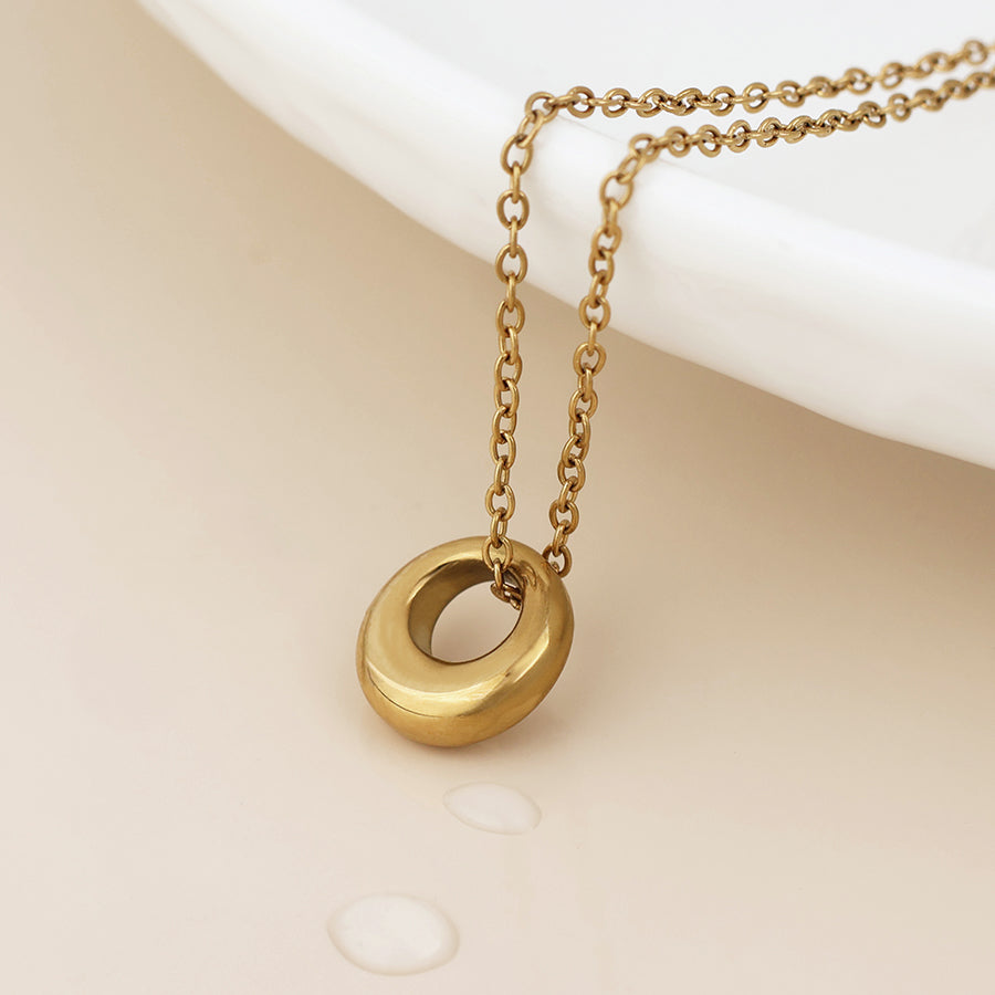 Gold Plated Stainless Steel Chunky Loop Pendant Necklace