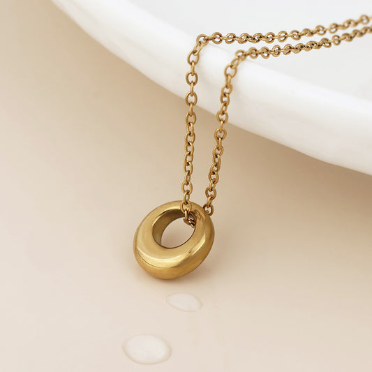 Gold Plated Stainless Steel Chunky Loop Pendant Necklace