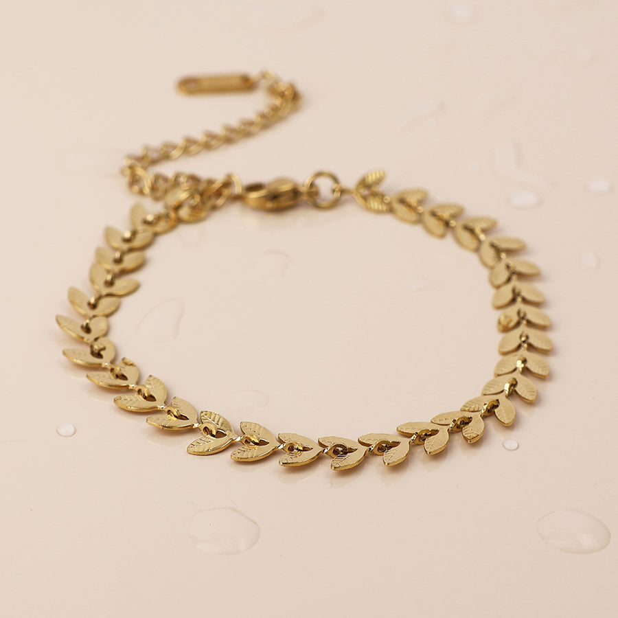 Gold Plated Stainless Steel Chevron Chain Bracelet
