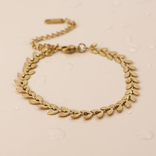 Gold Plated Stainless Steel Chevron Chain Bracelet