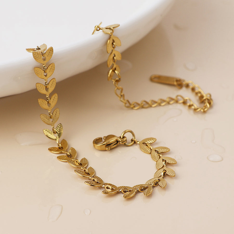 Gold Plated Stainless Steel Chevron Chain Bracelet