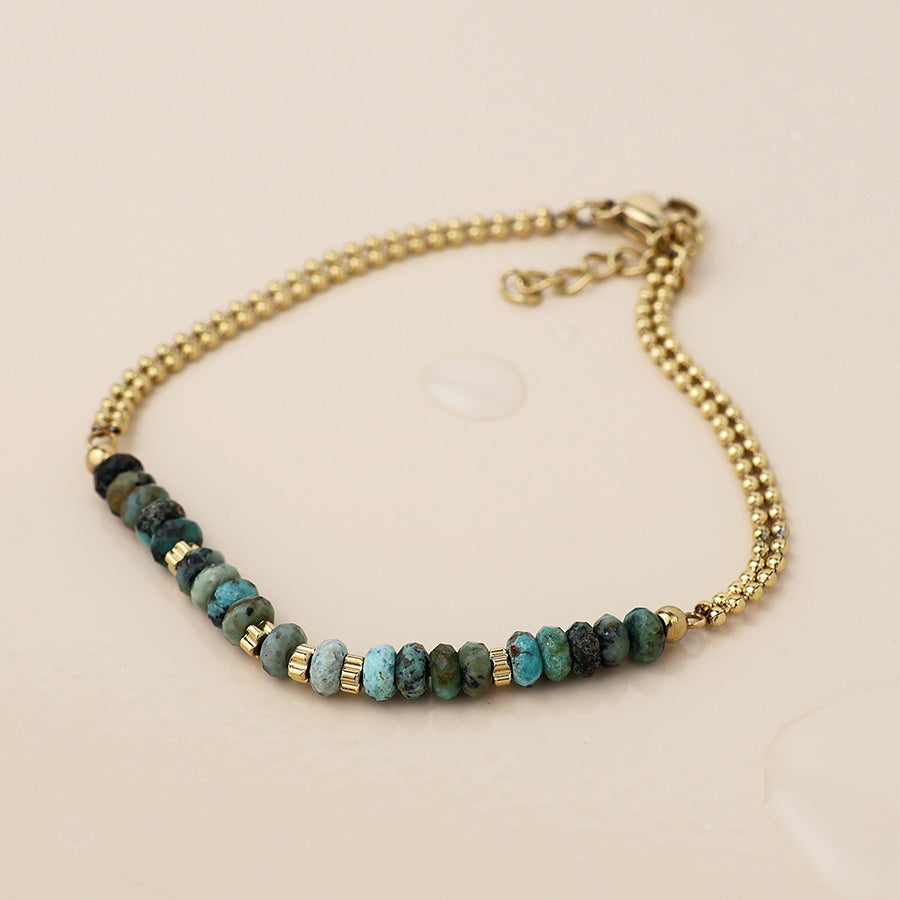Gold Plated Stainless Steel Faceted Stone Bead Bra