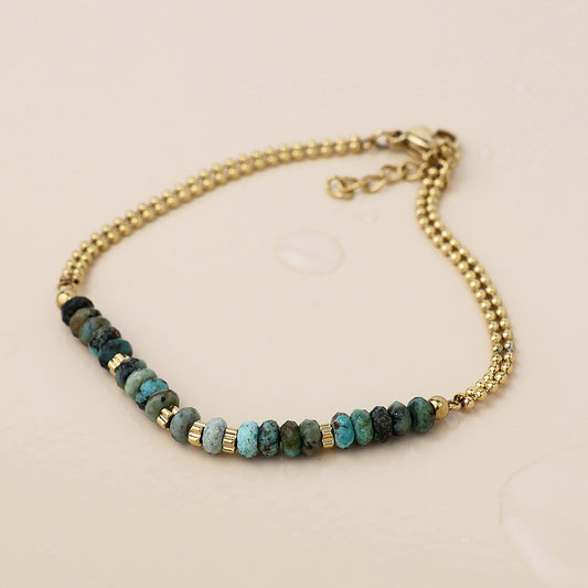 Gold Plated Stainless Steel Faceted Stone Bead Bra