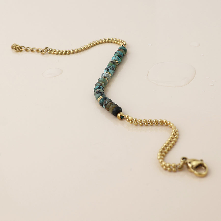 Gold Plated Stainless Steel Faceted Stone Bead Bra