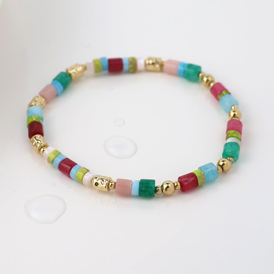 Gold Plated Multi Stone Beaded Bracelet