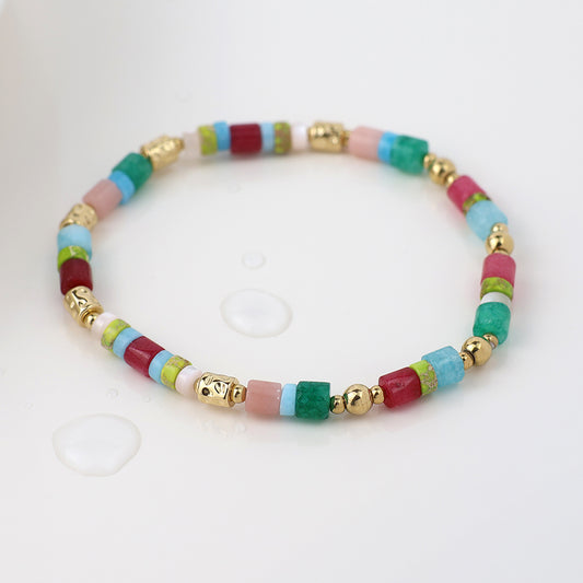 Gold Plated Multi Stone Beaded Bracelet