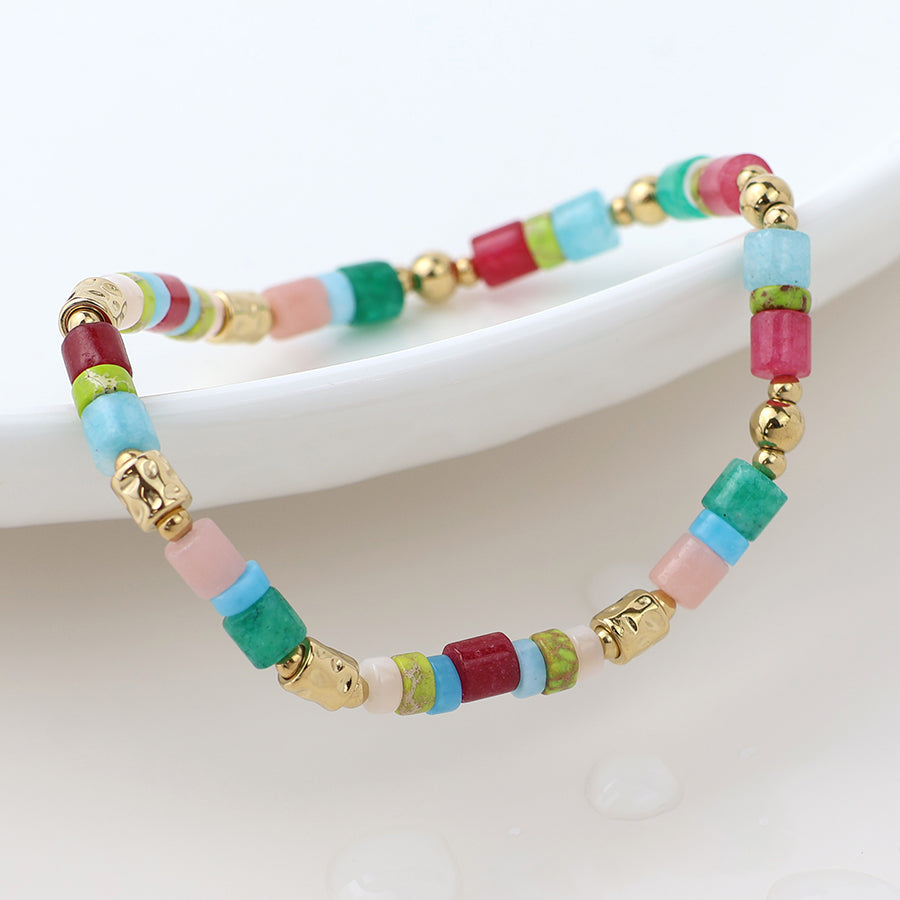 Gold Plated Multi Stone Beaded Bracelet