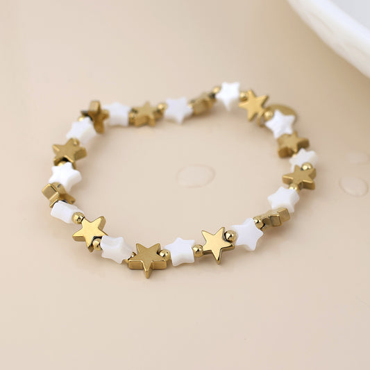 Gold Plated Stainless Steel Star & Shell Star Bracelet