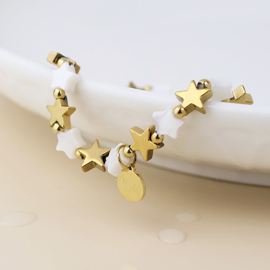 Gold Plated Stainless Steel Star & Shell Star Bracelet