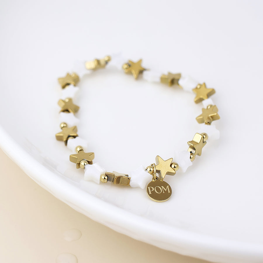 Gold Plated Stainless Steel Star & Shell Star Bracelet