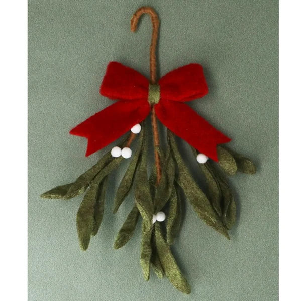 Mixed Wool Mistletoe Bunch With Bow