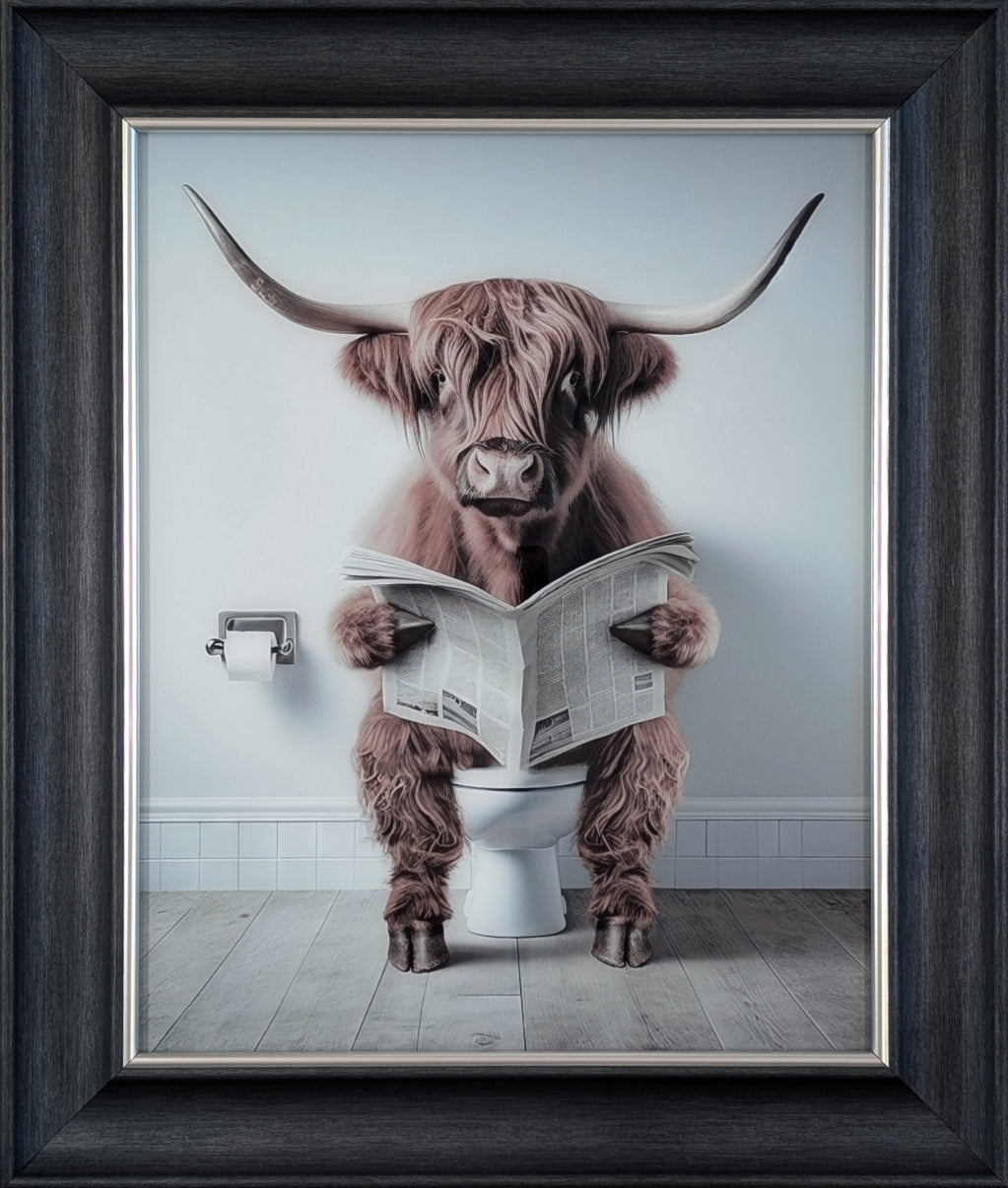 Highland Cow 2 On Toilet