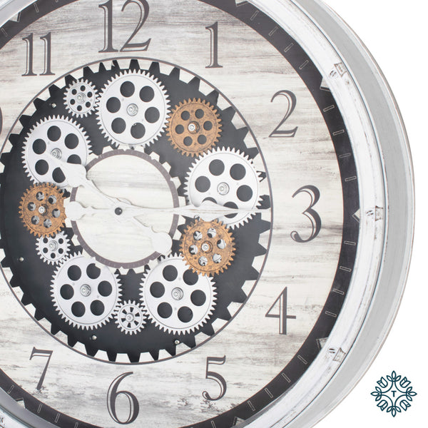Clockworks Gears Clock | Antique White