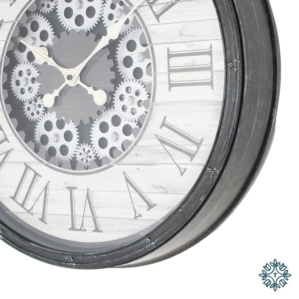 Clockworks Gears Clock | Antique Grey | 50cm