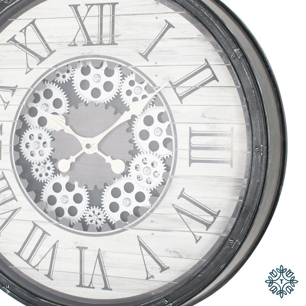 Clockworks Gears Clock | Antique Grey | 50cm