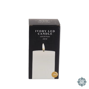 3D Flame LED Candle w/6hr timer Ivory 13cm