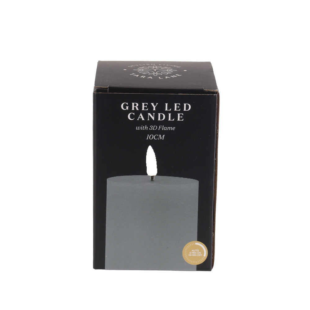 3D flame led candle grey 10cm