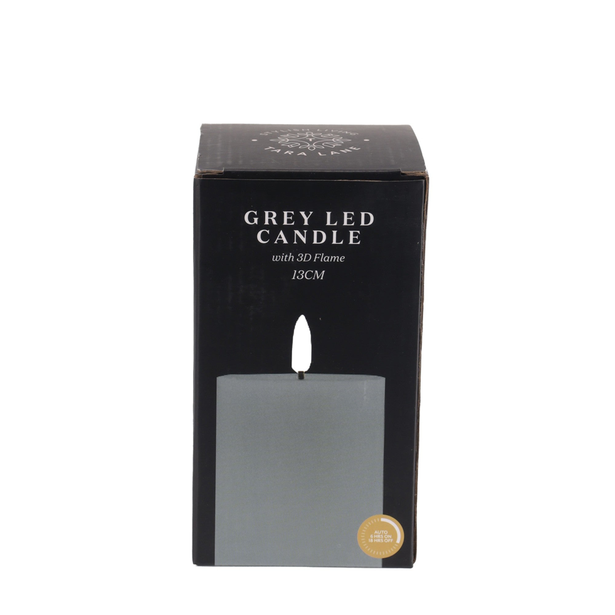 3D flame led candle grey 13cm