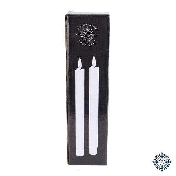 3D Flame LED Taper Candle Set | Ivory | 25cm