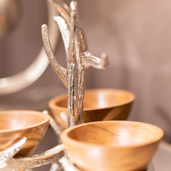 Set of 3 Bowls with Antler Stand | Silver