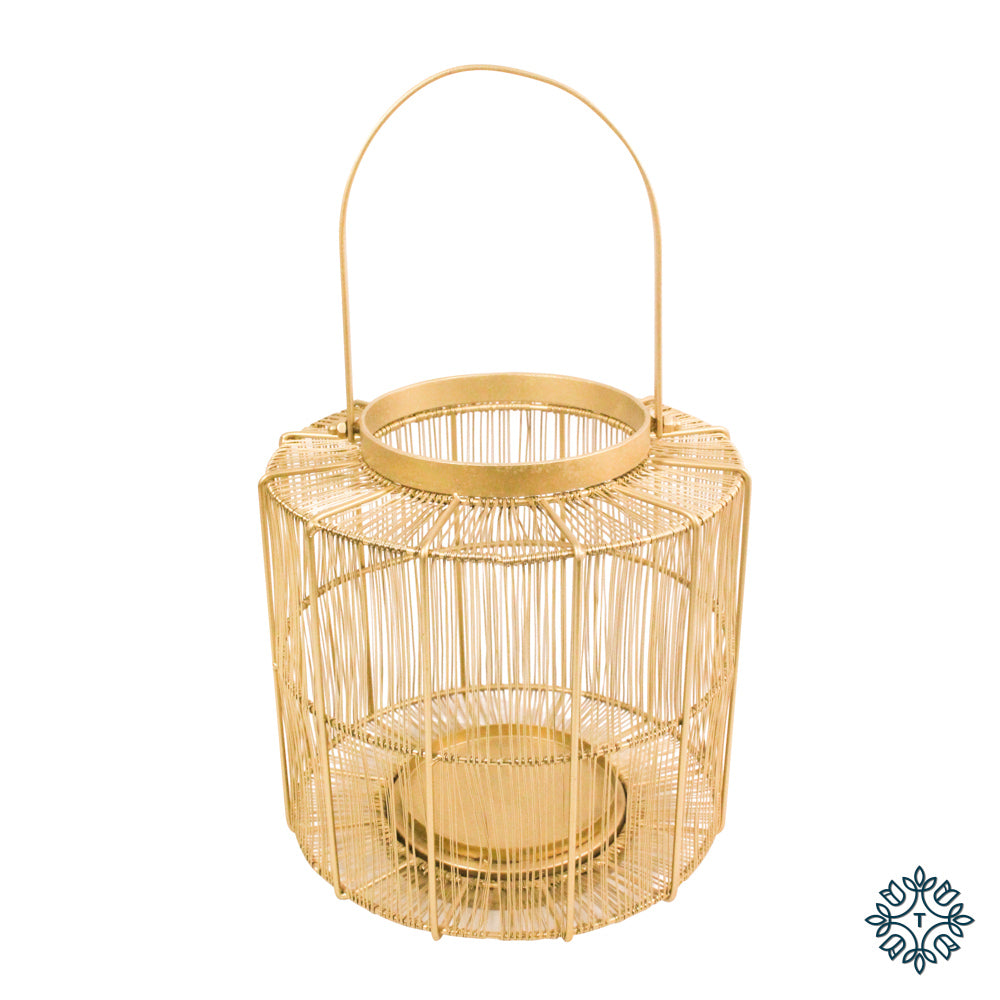 Meera Wire Lantern Gold Medium