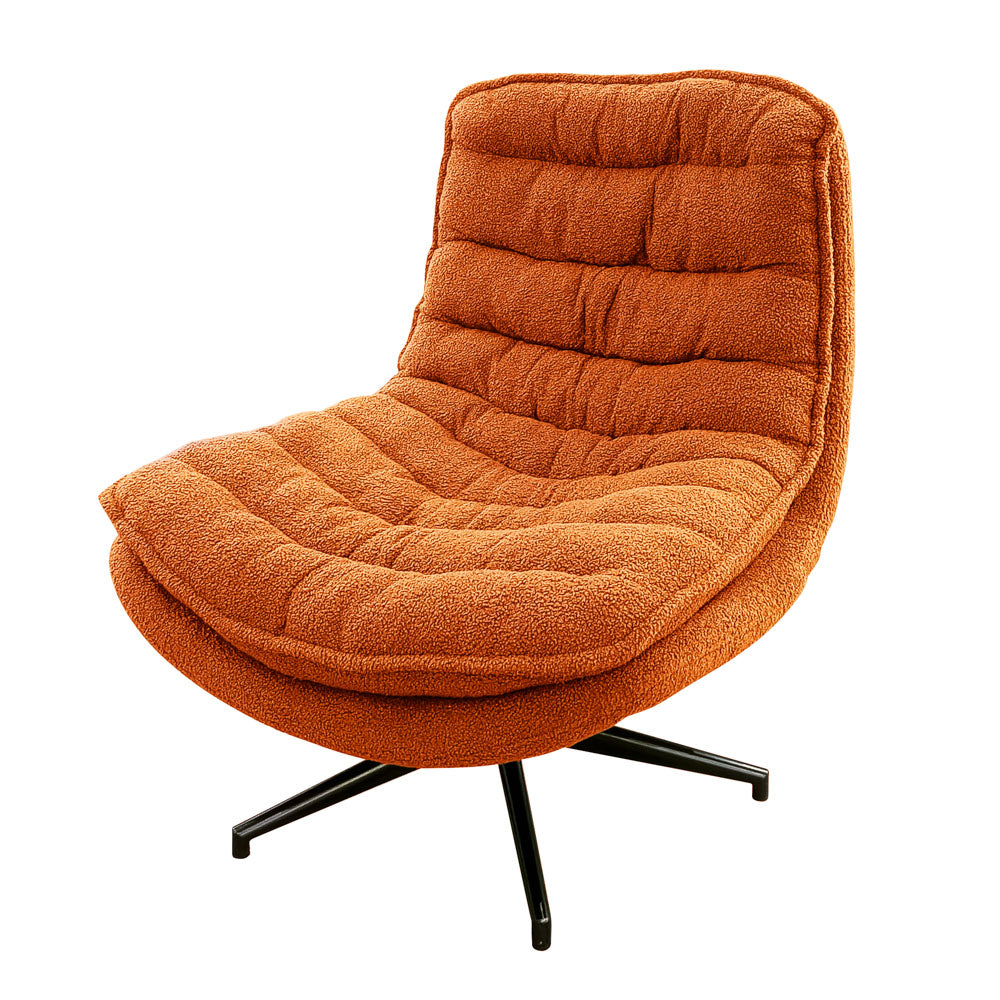 Yasmine Swivel Accent Chair Boucle | Rust