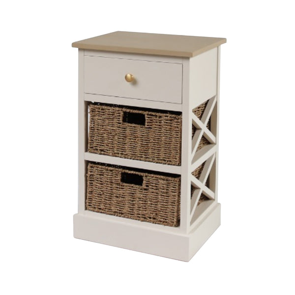 Reno | Natural & White 1 Drawer 2 Basket Unit