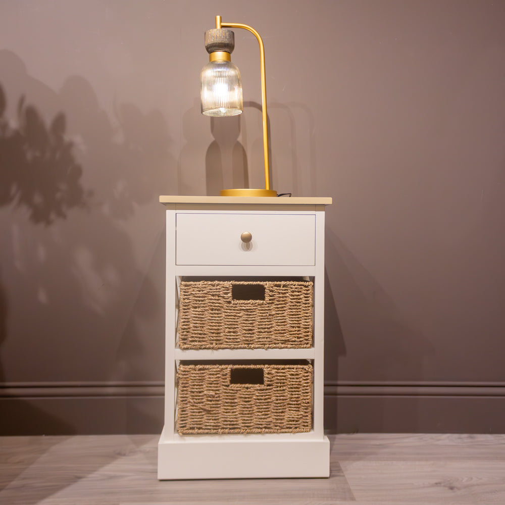 Reno | Natural & White 1 Drawer 2 Basket Unit