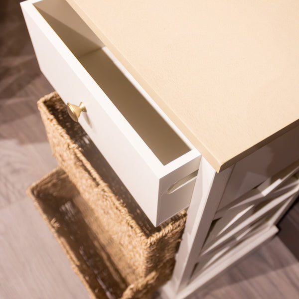 Reno | Natural & White 1 Drawer 2 Basket Unit